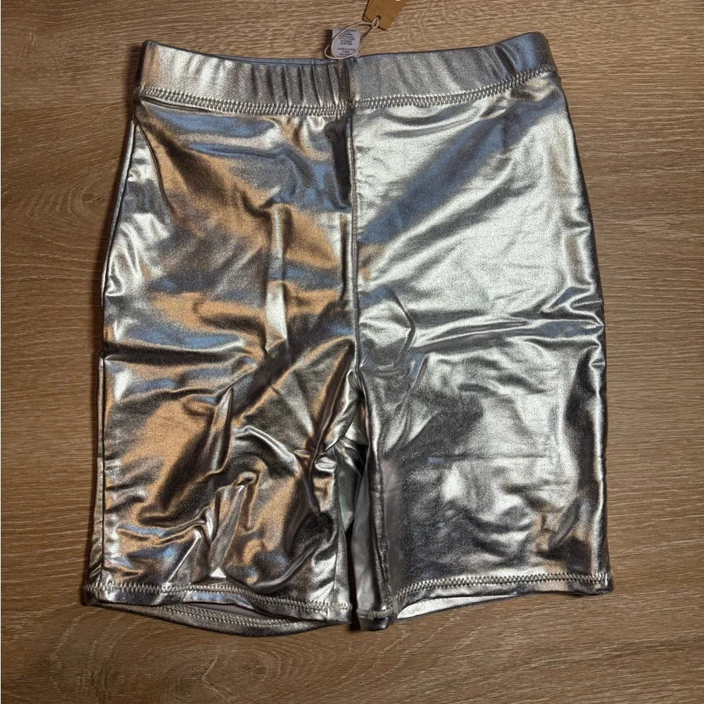 Skims metallic swim shorts xxs